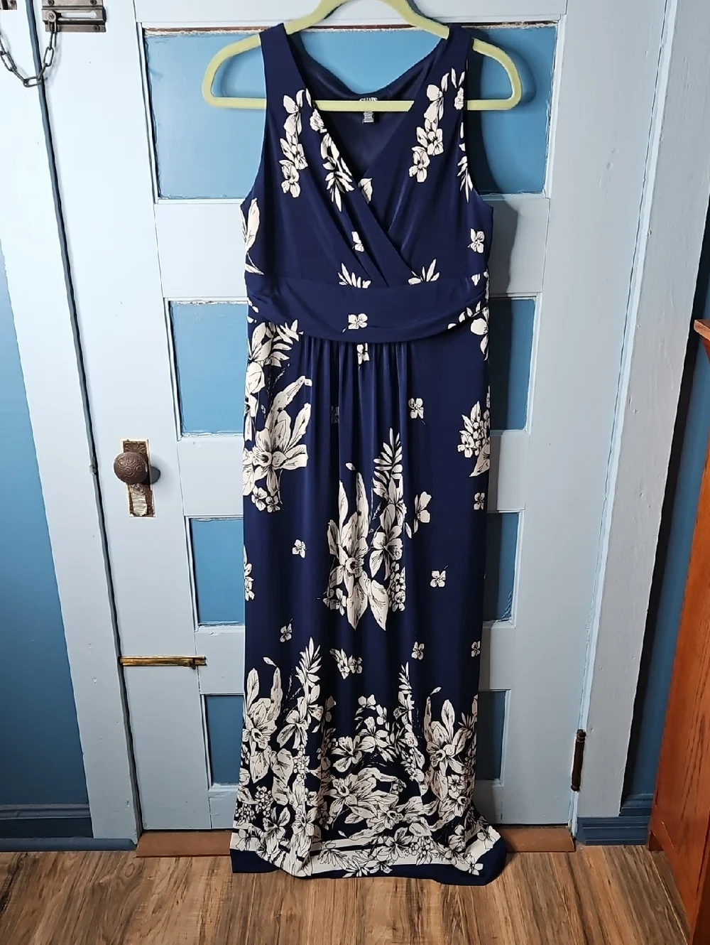 Chaps | Dresses | Chaps Navy Blue Floral Maxi Dress Large | Poshmark